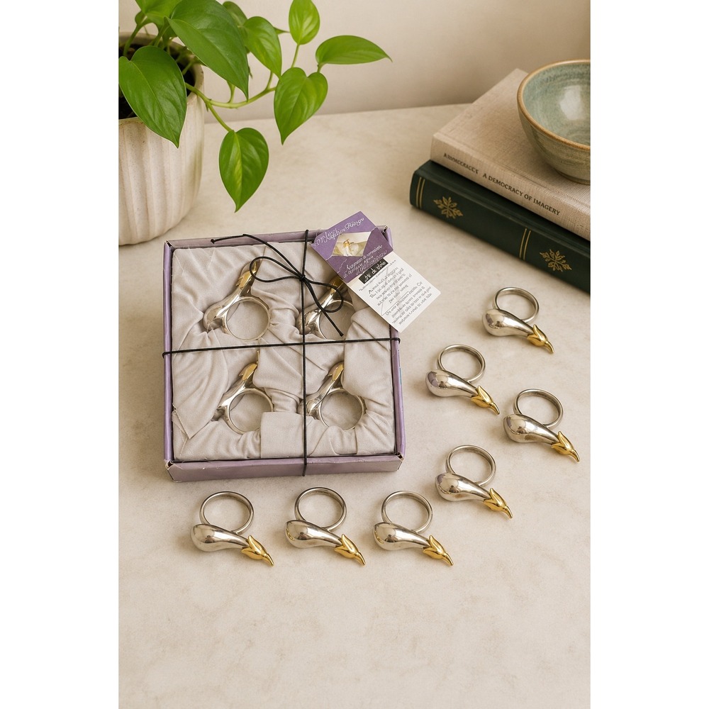 Vintage Joie de Vivre Eggplant Napkin Rings 12 Silverplate Aubergine Table Decor